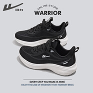 回力（Warrior）官方跑步鞋女鞋夏季透氣輕便網(wǎng)面運(yùn)動(dòng)鞋女軟底休閑鞋子女 黑色 35
