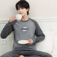 歐芝蓮青少年保暖內衣高中學(xué)生秋衣秋褲加絨加厚套裝12-18歲男孩棉毛衫 加絨套裝-淺咖 2XL 175 【推薦105-125斤】