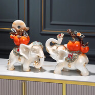 淺檬一帆風(fēng)順客廳辦公室玄關(guān)工藝品開(kāi)業(yè)擺件喬遷之喜搬家生日端午禮物 （米色）柿子對象擺件