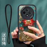 屹川 適用oppoa3/pro手機(jī)殼 OPPOA3活力版全包防摔網(wǎng)紅新款皮紋硅膠軟殼望舒金蓮女款 【酷炫黑】鎏金蓮花-贈(zèng)保護(hù)膜+掛繩 oppoa3pro