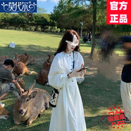 莫代爾溫柔風(fēng)白色連衣裙女2025春秋新款寬松顯瘦高端氣質(zhì)小清新甜美長(cháng)裙 連衣裙 L 105-115斤