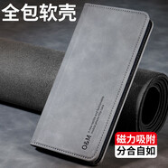 MR.GJiPhone16e手機手機殼翻蓋式皮套磁吸搭扣翻蓋式保護皮套錢包款可插卡商務風 iPhone16e【磁吸款翻蓋皮套】灰色