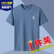 美羅邦（Meloban）100%純棉短袖t恤男士2025新款修身半袖打底衫體恤上衣服夏季男裝 霧藍(lán)色【100%純棉】 3XL 建議165-175斤