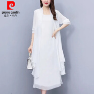 皮爾卡丹（pierre cardin）2026新品女裝減齡休閑套裝女雪紡薄連衣裙長(cháng)款時(shí)尚開(kāi)衫洋氣兩件套 白色吊帶裙+白色開(kāi)衫 【套裝】 L 建議105-115斤
