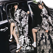 勤度和服日式正裝女改良風(fēng)學(xué)生紅色復古日系寫(xiě)真影樓神明少拍照服裝 和服簡(jiǎn)易腰封扇子子 均碼