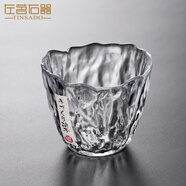 左茗右器功夫主人茶杯 加厚耐熱玻璃杯 茶道品茗杯家用喝茶杯子 冰花杯180ml