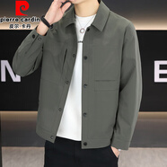 皮爾卡丹（pierre cardin）翻領(lǐng)男士夾克衫春秋季外套2025新款春裝潮流百搭休閑茄克男裝 軍綠色【9817】 M 170【100-120斤】