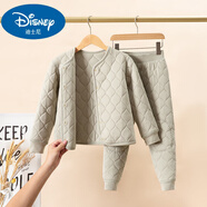 迪士尼（Disney）兒童內膽棉衣男童女童內穿棉服中大童校服神器寶寶御寒保暖小棉襖 豆綠【蠶/絲棉襖套裝】更 120 偏小下單