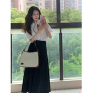 劉潮布教資面試套裝黑白半身裙兩件套女夏 【絲巾】白色襯衫+黑色半身裙 升 M 【版型面料】