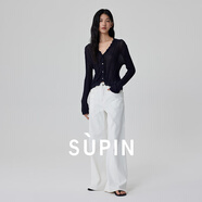 速品SUPIN女裝肌理感長袖彈力修身微透針織衫開衫外套 B22深藏藍 M