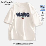 La Chapelle Sport拉夏貝爾短袖女夏季百搭休閑簡約韓版時尚運(yùn)動透氣潮流t恤女裝 白色(國王權(quán)利) M /160（推薦100-115斤）