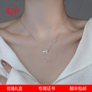森之戀輕奢蝴蝶結(jié)項(xiàng)鏈女時(shí)尚設(shè)計(jì)鎖骨鏈吊墜S990足銀生日禮物送女友老婆 白金色