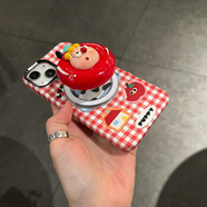 Tagi.TagiTagi韓國ins小眾趣味立體番茄磁吸支架適用iPhone15promax菲林硬殼14pro手機殼創(chuàng)意13pro個性 紅格子插畫殼+磁吸支架 iPhone16pro