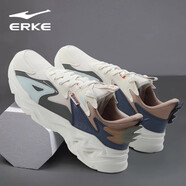 鴻星爾克（ERKE）男鞋運(yùn)動(dòng)鞋春季新款緩震回彈跑鞋舒適透氣休閑鞋防滑耐磨老爹鞋 未漂原色/墨水藍(lán)2058 39