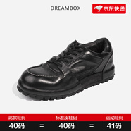 Dream Box鈞博vibram耐磨男鞋水洗馬皮男士鞋子春夏透氣板鞋潮 黑色 40