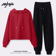 MJ STYLE時(shí)尚休閑套裝女2025秋季新款純色親膚舒適運動(dòng)系列一整套衛衣衛褲