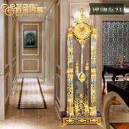 伯莎丹頓 歐式座鐘客廳純銅落地鐘創(chuàng)意立鐘現(xiàn)代時尚鐘表電池大號音樂報時 長68*高200厘米