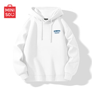名創(chuàng)優(yōu)品（MINISO）連帽衛(wèi)衣男重磅寬松春秋季休閑高級(jí)感青少年潮流外套 白 L