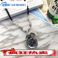 奢曼蒂（SHEMANDI）復古時尚貓眼石項鏈女民族風長款氣質毛衣鏈花朵鑲鉆百搭配飾 2-茶色鏤空鉆大象