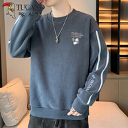 啄木鳥奧利絨衛(wèi)衣男冬季上衣服加絨厚款保暖圓領(lǐng)百搭長袖t恤男裝打底衫 3075深灰色 M (90-105斤)