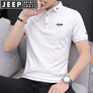 JEEP SPIRIT吉普短袖T恤男夏季半袖翻領(lǐng)POLO商務(wù)休閑純色保羅衫半截袖工 A126-1-K213白色 2XL （140-160斤）