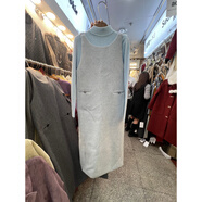 泡普十三行秋冬女新款法式復(fù)古寬松毛呢背帶長裙感氣質(zhì)背心連衣裙 淺灰色 均碼