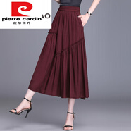皮爾卡丹（pierre cardin）薄款夏款半身裙2024年新款A(yù)字配上衣銅氨絲單裙中長裙子女士半裙 酒紅 M / 27碼