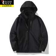 啄木鳥沖鋒衣男女裝春夏季款工裝三合一登山上衣服戶外防風(fēng)防水夾克外套 黑色加內(nèi)膽可拆卸 L
