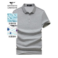 七匹狼短袖T恤男夏季商務(wù)保羅衫POLO冰爽抗菌翻領(lǐng)打底衫男裝冰絲涼感 004(花灰)-7A抗菌 XL (175)