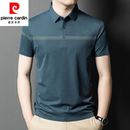 皮爾卡丹（pierre cardin）中年polo衫男桑蠶絲體恤夏季翻領(lǐng)無痕半袖寬松大碼商務(wù)休閑短袖t 8200006蘭色 L 170/110/50120-135斤