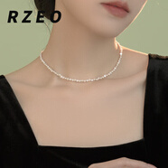 RZEO強(qiáng)光稀有巴洛克碎銀子不規(guī)則極小珍珠項(xiàng)鏈鎖骨鏈簡(jiǎn)約頸鏈疊戴 巴洛克碎銀子項(xiàng)鏈 鏈長(zhǎng)38+4