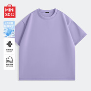 名創(chuàng)優(yōu)品（MINISO）運(yùn)動(dòng)小白t夏季短袖男寬松休閑圓領(lǐng)內(nèi)搭上衣高級(jí)感半袖抑菌體恤衫 遠(yuǎn)山紫(純色) M /170(男女同款)