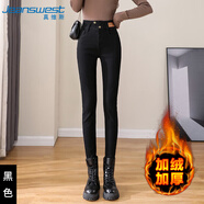 真維斯（JEANSWEST）牛仔褲女士冬季加絨褲女高腰保暖緊身小腳顯瘦長褲黑色加絨29