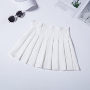 筠姬色白灰春秋a字高腰ulzzang原宿風(fēng)女顯瘦胯大胖mm短款百褶半身裙 白色 XS 均碼