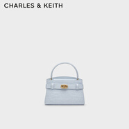 CHARLES&KEITH鱷魚(yú)紋凱莉包手提斜挎婚包包女包生日禮物七夕禮物CK2-50270880-1 Sea Salt Blue海鹽藍(lán) S
