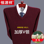 恒源祥純色羊毛絨衫男加厚半高圓領(lǐng)毛衣羊毛衫冬季款針織衫打底保暖上衣 V 領(lǐng)酒紅-純全新100甄選精品羊毛 2XL 180【155-170斤】【柔軟舒適保暖】