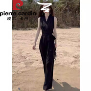 皮爾卡丹連體褲女感2025年春季新款無(wú)袖時(shí)尚休閑連衣褲氣質(zhì)黑色長(zhǎng)褲子 黑色長(zhǎng)款 L (108-118斤內(nèi))