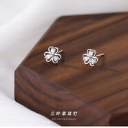 夢(mèng)銀格999足銀養(yǎng)耳洞官方正品豆豆耳釘防過(guò)敏耳飾耳棒男S925銀耳環(huán)素圈 s999足銀閃亮鋯石三葉草耳釘 1對(duì)