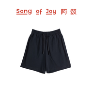 SONG OF JOY【敖瑞鵬同款】阿頌短袖套裝健身情侶裝運動(dòng)套裝休閑T恤短褲男女 短褲-黑色 M