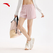 安踏速干|運動(dòng)短褲女士夏季款冰絲涼感透氣健身跑步訓練瑜伽五分褲子 【速干-防走光】剛柔粉7506-4 S