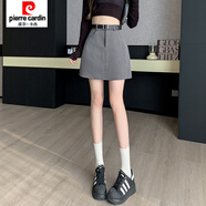 皮爾卡丹（pierre cardin）黑色西裝短裙女春夏小個子新款高腰包臀一步學(xué)院風(fēng)A字半身裙 灰色 155-165 3XL