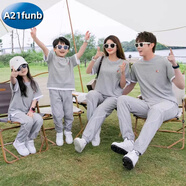 A 21 FUNB親子裝一家三口夏季套裝2025新款春秋四口母女洋氣高端炸街母子裝 花灰套裝【上衣+褲子】 夏季 175 爸爸XL【131-150斤】