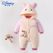 迪士尼（Disney）新生嬰兒衣服秋冬加厚加絨紅色寶寶連體衣蛇年滿月外出服冬裝冬季 TY9725粉色小免子 100cm