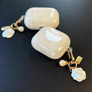 精岸感Airpods43pro耳機(jī)殼適用蘋果耳機(jī)三代保護(hù)套airpodsPro2保護(hù)套 暖白炫彩殼+小貝殼掛飾 AirpodsPro第2代