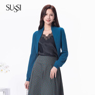 古色SUSSI/古色25春商場(chǎng)同款藍色顯白開(kāi)衫長(cháng)袖針織防曬小坎肩上衣女 藍色 L