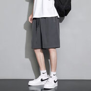 南極人短褲男夏季運動(dòng)五分褲男休閑沙灘褲男士五分工裝短褲寬松學(xué)生青年 深灰色 2XL