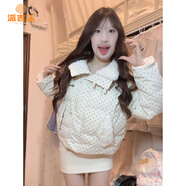 派吉鯊2025新款秋冬季羊羔絨短款白色波點(diǎn)棉服女立領(lǐng)加厚夾棉衣外套棉襖 白色波點(diǎn)(版) M 100-110
