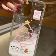 天啟世紀(jì)可愛(ài)流沙圣誕雪人適用蘋(píng)果16promax手機(jī)殼iphone1412小米15榮耀300保護(hù)套華為mate706050k80findx8 白色雪花殼-粉噠噠圣誕樹(shù) iPhone 16 Pro Max
