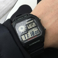 卡西歐（CASIO）100米防水世界時(shí)間:鋼帶運動(dòng)手表男AE-10WHD-1A:狂飆同款官方旗艦 AE-1200WH-1A:黑色樹(shù)脂表帶