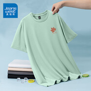 真維斯（JEANSWEST）冰絲速干短袖t恤男夏季簡約百搭寬松涼感T男士透氣吸汗運(yùn)動(dòng)半袖衫 水綠 楓樹葉_K 3XL 【寬松透氣】